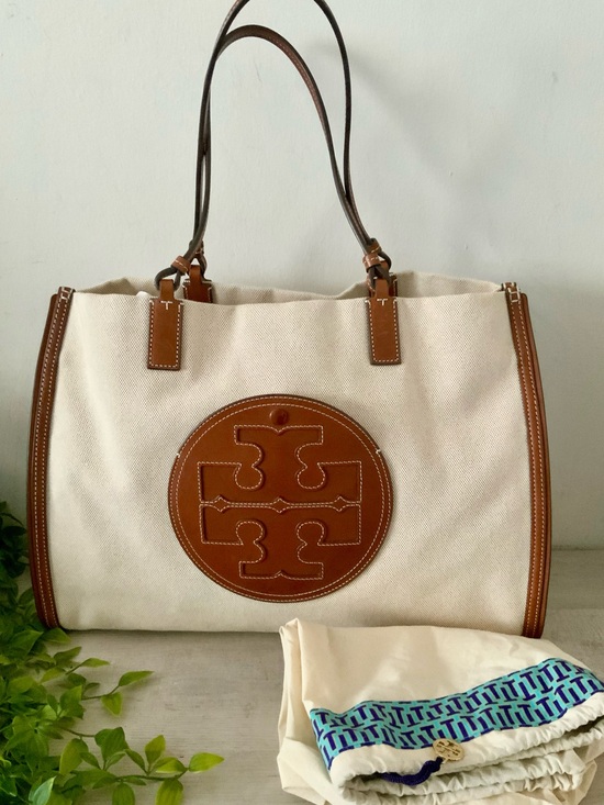 Tory Burch Handbags - TORY BURCH ELLA CANVAS & LEATHER TOTE BAG EXC CONDITION